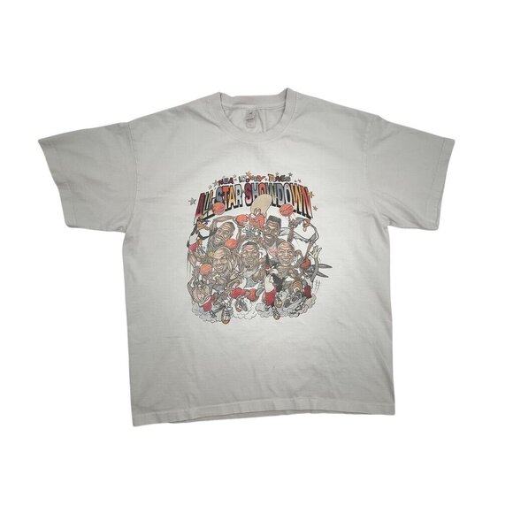 NBA Looney Tunes All-Star Showdown Graphic Tee XL Vintage White 100% Cotton